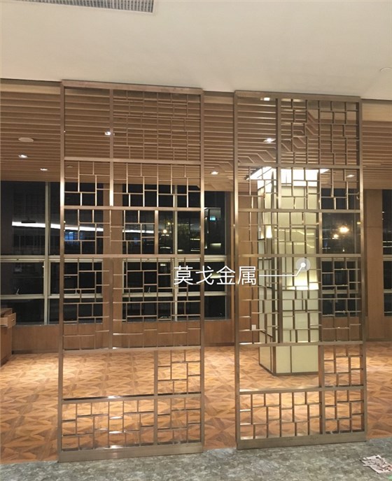 酒店會(huì)所玫瑰金拉絲不銹鋼屏風(fēng)